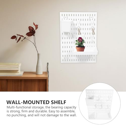 STOBOK 有孔ボード壁掛け収納ラック 耐荷重棚付き粘着式オフィスペグボード 小物整理に キッチン 玄関 浴室対応