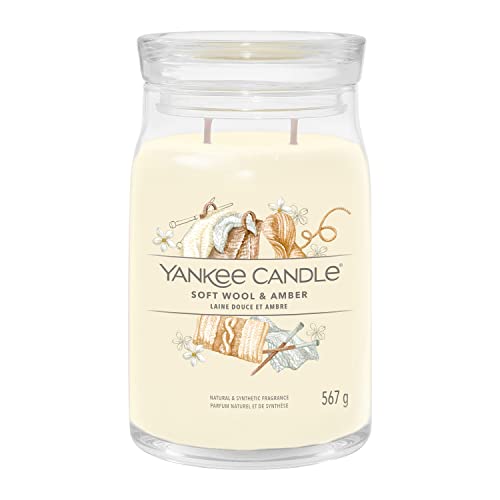 Yankee Candle Signature Scented Candle | Soft Wool & Amber Large Jar Candle with Double Wicks | Soy Wax Blend Long Burning Candle | Perfect Gifts for Women