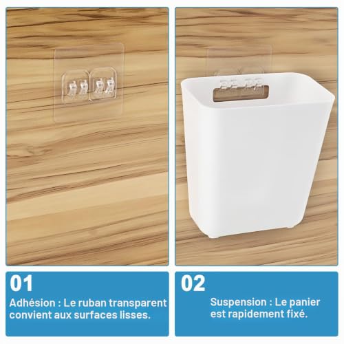 Lot de 6 Boîtes de Rangement Murales Autocollantes – Organiseur pour Porte de Placard de Cuisine, Tablette, Coiffeuse, Armoire, Salle de Bain, Réfrigérateur – Petit Rangement pour Petits Objets – vue 5