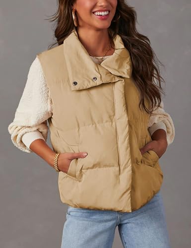 Himosyber Womens Puffer Vest Sleeveless Casual Loose Winter Warm Lightweight Stand Collar Down Jacket Coats3