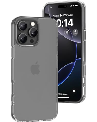 Image of eller sante Clear Back Cover Case for iPhone 16 Pro Shockproof Slim Thin Non-Yellowing Scratch Resistant Military-Grade Protection - Transparent