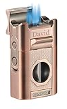 Personalized Visol Joplin Quad Torch Multi-Tool Table Lighter, Built in Guillotine and Wedge Cutters, Butane Refillable Adjustable Flame Lighter (Shipped Without Butane) with Free Engraving (Bronze)