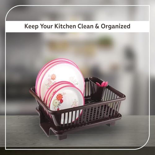 Image of RADIANT Basket Drainer & Dish Drainer Basket for Kitchen /Utensil Stand for Kitchen /Dish Drying Rack with Drainer /Bartan Stand /Dish Rack (Plastic)