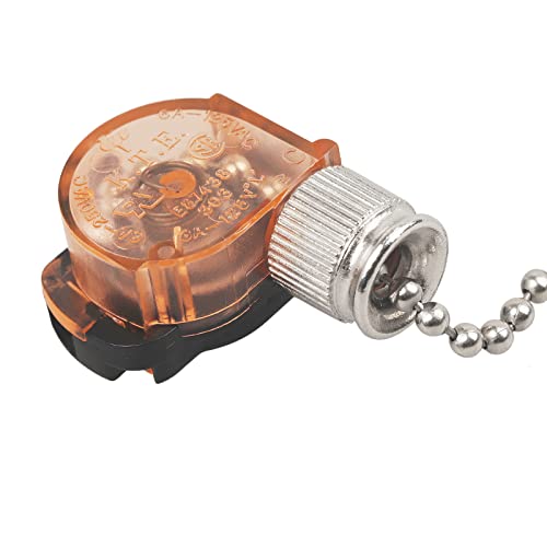 2 Pcs Ceiling Fan Light Switch, E87438 Fan Lamp Switch with 11" Beaded Pull Chain, ON-Off, 6A 125VAC, Electrical Pull Chain Switch for Wall Lamps, Cabinet Light and More - Thumbnail 4