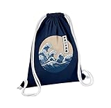 Fabulous Turnbeutel mit Kordelzug Blau Hokusai Große Wellen Japan Asien Meereskultur 12 Liter