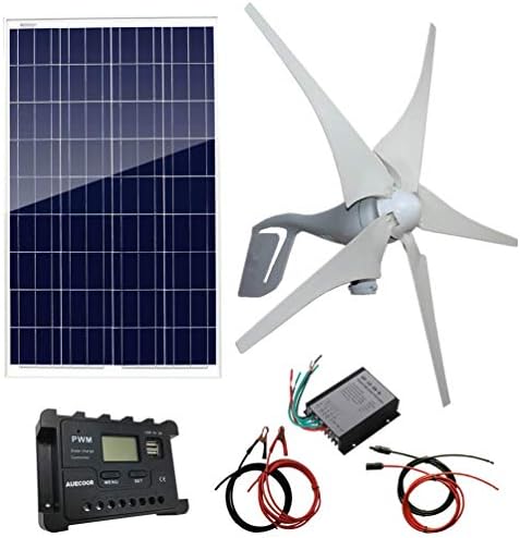 500W hybrid solar kit : 12V 400Watt Wind Turbine Generator + 100W Polycrystalline Solar Panel+ Accessories Boat Farm Home RV Off Grid System Charging 12V Battery