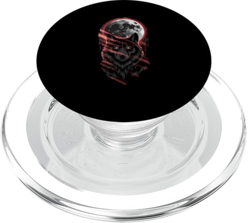 Alpha Wolf Under Moon Red Eyes Night Howl PopSockets PopGrip