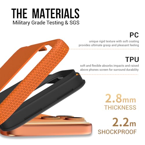 Image of NOXO Ultra-Hybrid Triangle Back Case Cover for iPhone 17 Pro | Shockproof Design | Camera Protection | Soft TPU & Rugged PC | Bumper Cases and Covers (Cosmic Orange)