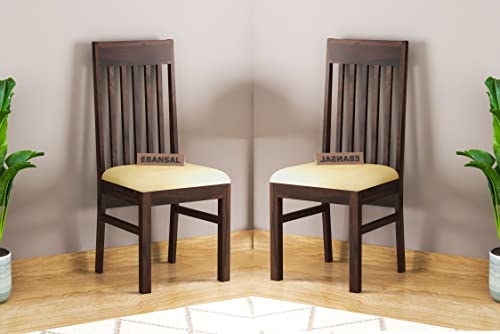 Image of Furniture Solid Sheesham Wood Dining Chairs Set of 2 for Kitchen & Dining Room - Walnut Finish