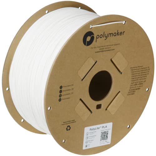 Image of Polymaker PLA Filament, White 3D Printing PLA Filament 1.75mm 3kg - PolyLite 3D Printer PLA Filament, Dimensional Accuracy + /- 0.03mm, Compatible with Most 3D Printer, White