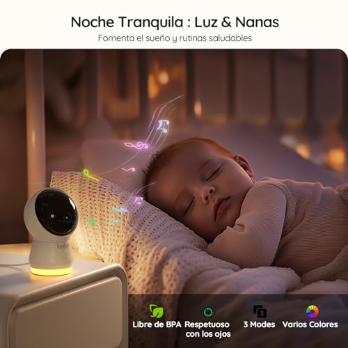 BOIFUN 5.5'' 4 MP/2.5K Cámara Vigilancia Bebé con WiFi y App, Detección IA de Posición y Rostro, Luz Nocturna, Visión Nocturna,360° Panorámica, Detección Movimiento y Llanto, Audio Bidireccional - imagen 4