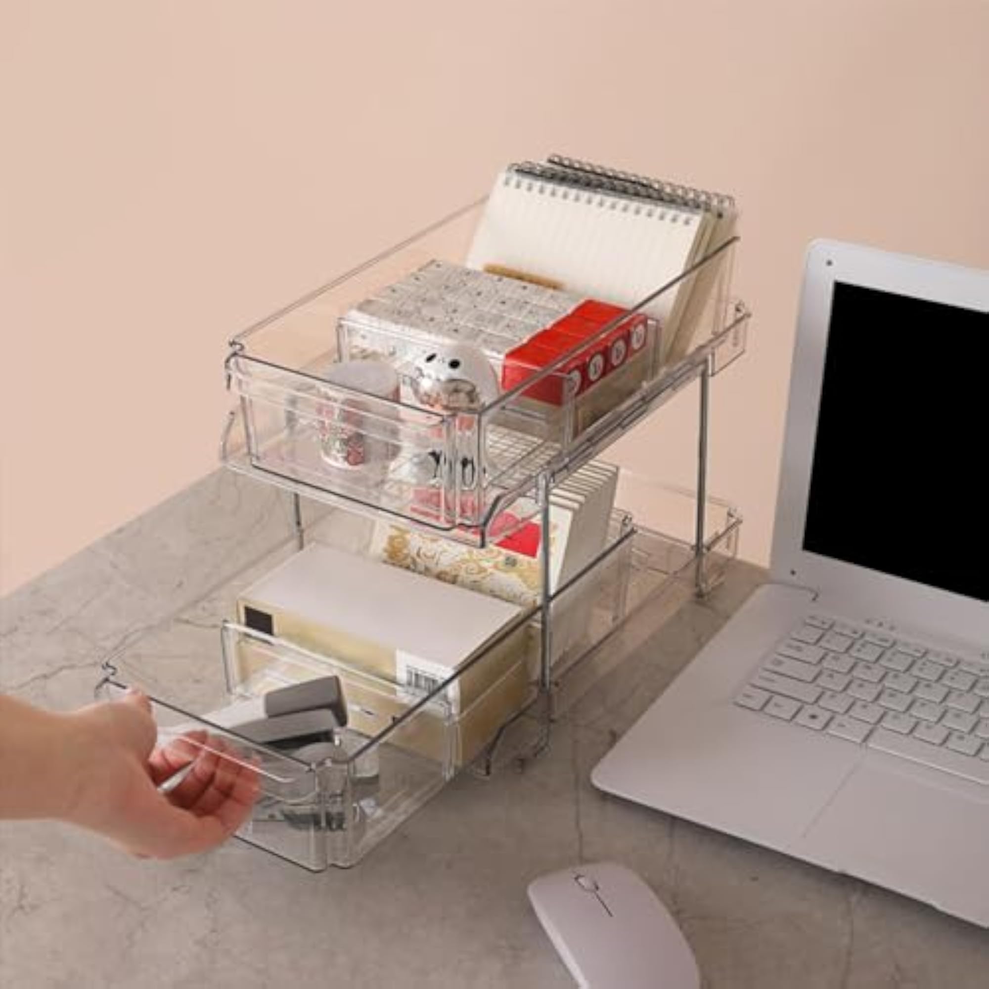 Desktop Organizer Rack, 2 Layer Makeup Trays