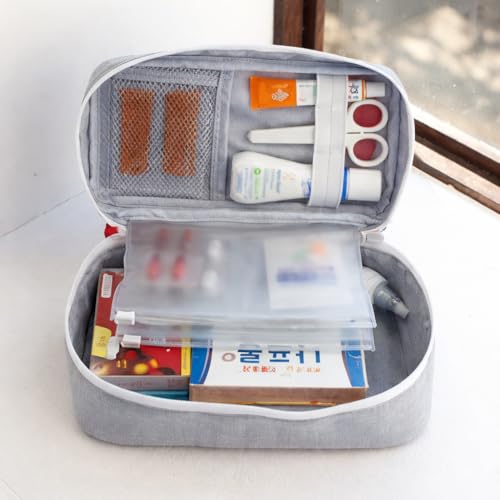 Image of Sumiko First Aid Kit Bag | Medicine Storage Box | Multi-Utility With Handle | Portable & Spacious Emergency Kit Organizer With Mesh Pouch & Elastic Loops | Perfect For Travel Camping Home Gift (White)