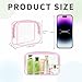 GONITYOU 16 Pieces Clear Makeup Bags Bulk, TSA Approved Toiletry Bags Travel Pouch, Waterproof PVC Plastic Small Clear Cosmetic Bags with Zipper for Organizing (Pink Border)