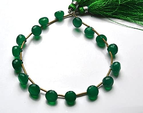 Perles onyx vert naturel en forme oignon micro-facettée 7-7.5mm