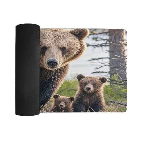 Mother Bear and Her Cubs Protector de Escritorio Grande y Antideslizante miniatura 3