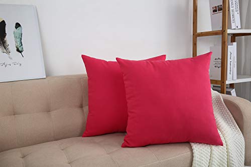 Tangdepot Cotton Solid Throw Pillow Covers, 18" X 18" , Watermelon Red #TOP6