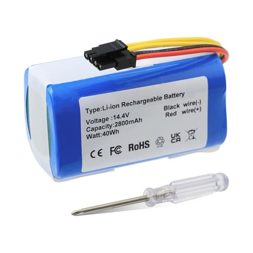 K KYUER 2800mAh Aspirapolvere Batteria per AIRROBO P10, 360 C50, Formate E-550G/W, TCL S1/S15/S18 Robot Vacuum Cleaner Battery