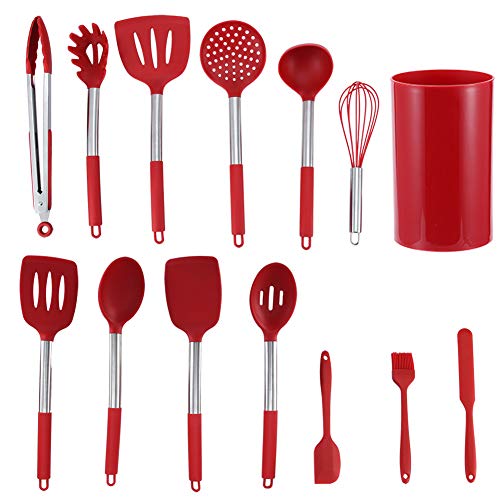 Set di utensili da cucina in silicone, kit da cucina antiaderente resistente al calore da 14 pezzi, regalo di inaugurazione della casa per gli amici.