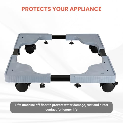 Image of SoraChi Washing Machine Stand w /Wheels & Vibration Control-Elevates Appliance for Water Protection & Rust Prevention-Durable Plastic-Iron Construction for Front & Top Load Washers (Grey Plastic)
