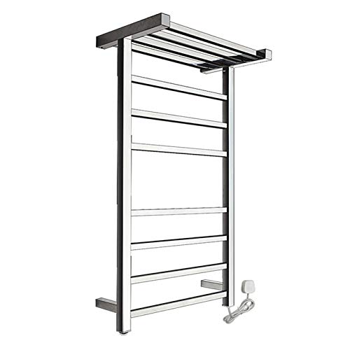 ZQFIDFYR Towel Warmer Drying Rack, 304 Stainless Steel Electric Heated Towel Rail Radiator, Wall-Mounted Intelligent Heated Towel Rack for Bathroom,Plug in (Plug in One Size)