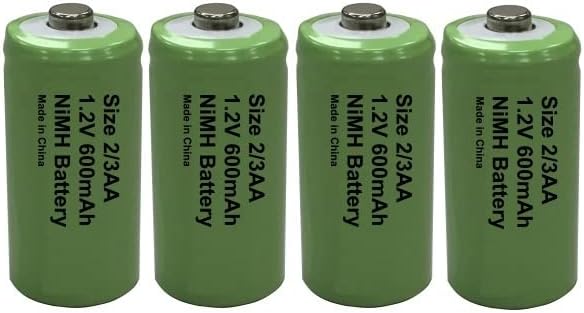 4 x Buyabattery 2/3AA 2/3-AA 2/3HR6 (Two Thirds AA) Rechargeable Solar Light Batteries 1.2V NiMH Length 30mm Diameter 14.5mm