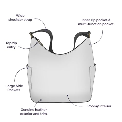 Image of Anuschka Women's Leather Hobo Bag - Hand-Painted Genuine Leather Handbag with Side Pockets for Everyday Use - 382