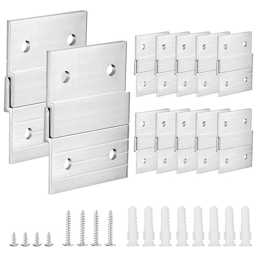 Image of Cleat Picture Hanger 12 Pcs Hardware Kit for Hanging Plywood Picture Hooks, Wall Bracket Hardware Kit Aluminum Z Bar Hangers