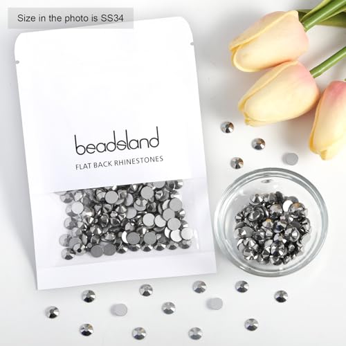 Image of Beadsland Flat Back Crystal Rhinestones,Hematite, SS34, 288pcs