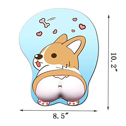Tidoopu Anime Corgi Mouse Pad With Wrist Support Gel Ergonomic Dog 3D Mousepad For Office Pc Laptops (Blue) #TOP1