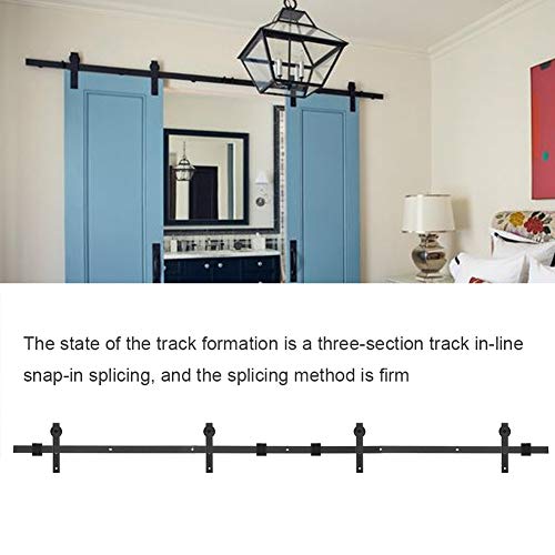 Rail de porte de grange Chrees 488 cm double en acier noir mat kit 5 segments