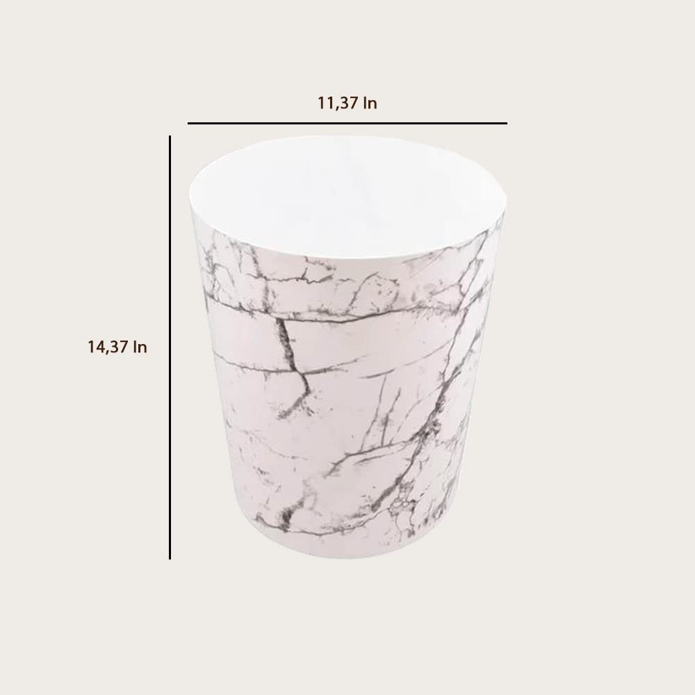 SEDLAV Plastic Office Trash Can, 5 gal (White Marble)