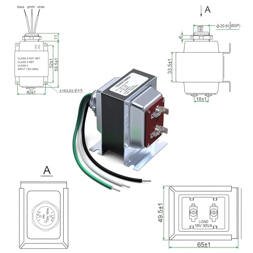 Doorbell Transformer 16V 30VA Compatible with Ring Wired Video Doorbell, Ring Doorbell Replacement Part Door Bell Transformer for Wired or Wireless Chimes, Safe UL Listed Wired Doorbell 30VA by Auspow - Image 5