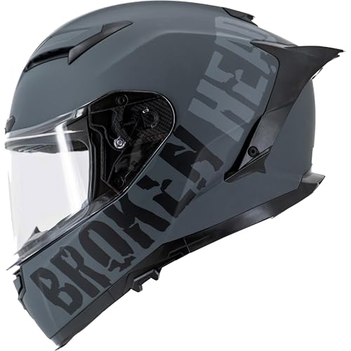 Broken Head Street Division - Motorradhelm Mit Sonnenblende und Spoiler - Integral-Helm - Ltd. Edition - Matt (Black Shadow, XXL 63-64 cm)