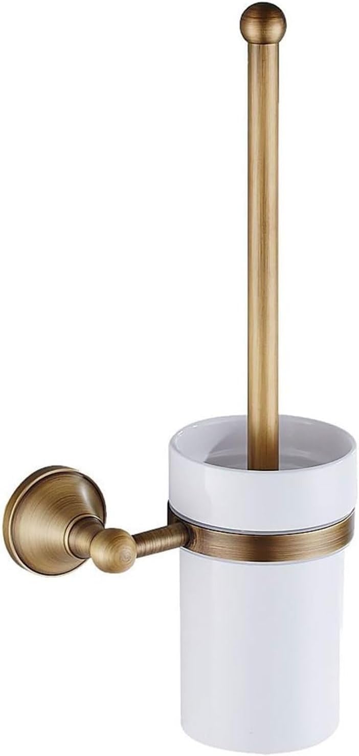 Brosse WC en laiton antique et céramique pour une salle de bains élégante