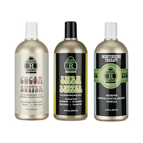 RUBEE Rinju Shea Butter Moisturizing Lotion 32 oz - Pack of 3 Moisturizing Lotion for Men & Women - Deep Hydrating Body Lotion - Skin Care Essentials Cover