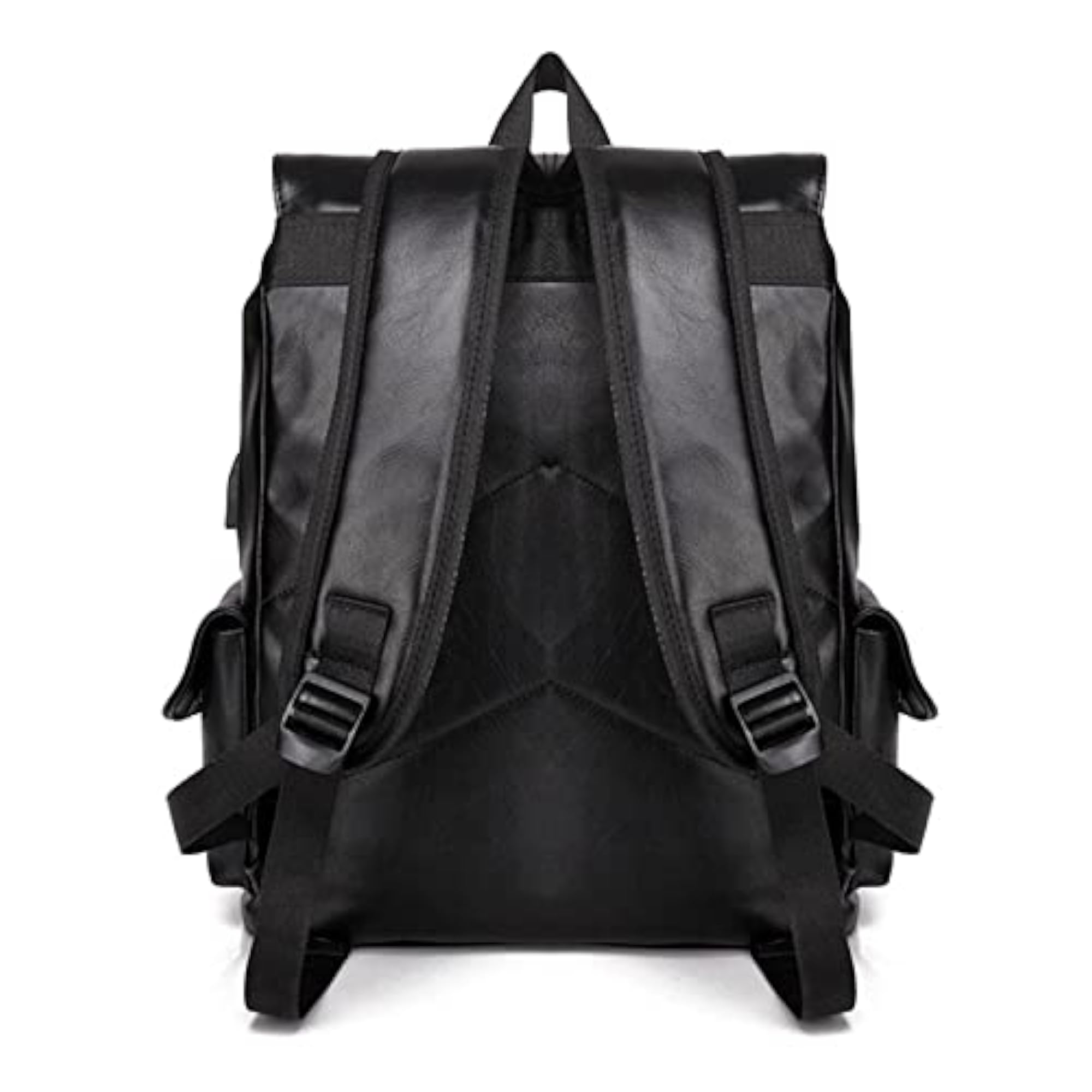 Men's Vintage Retro PU Leather Backpack, USB Charger