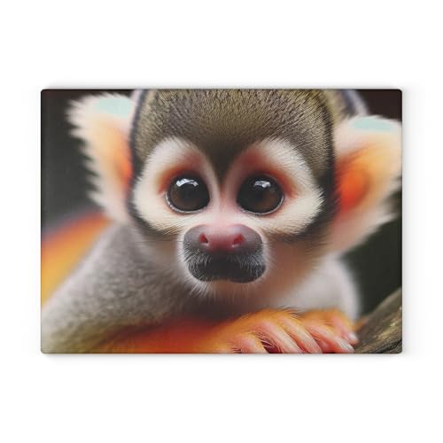 Premium Glass Cutting Board - Squirrel Monkey Design - Colorful