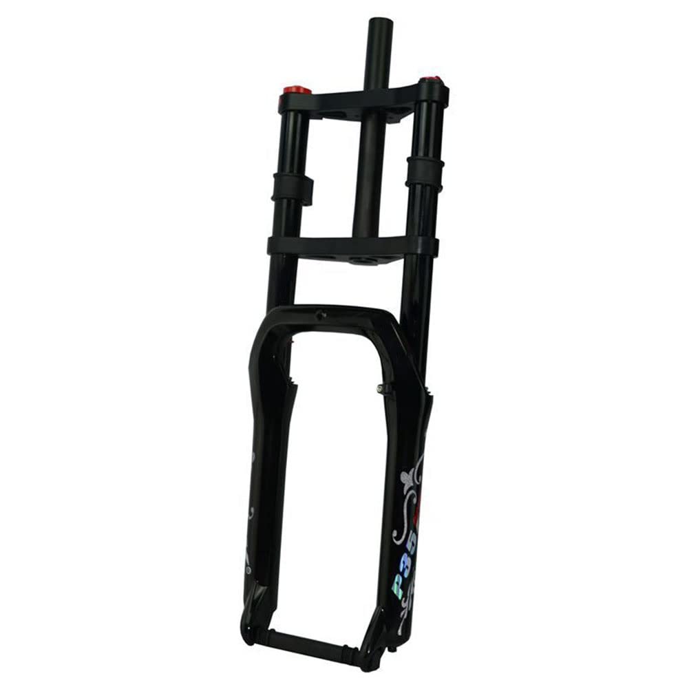 WIQUYBML 20"*4.0" Snow Suspension Forks Double Shoulder Fat Bike Fork Bicycle Air Forkes MTB Beach Front Travel 100mm 1-1/8" Disc Brake QR Magnesium + Aluminum Alloy 2120g