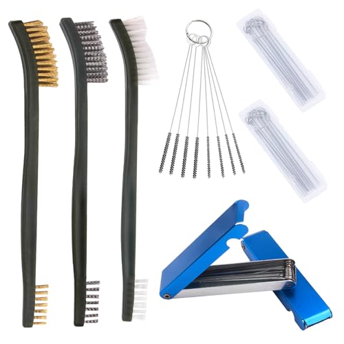 Image of Carburetor Cleaning Kit, Welding Tip Cleaner Set & Carb Cleaner Tools with 26 Cleaning Wires Set 8 Cleaning Needles 3 Double-Ended Polishing Brush for Automotive, Motorcycle, ATV Maintenance