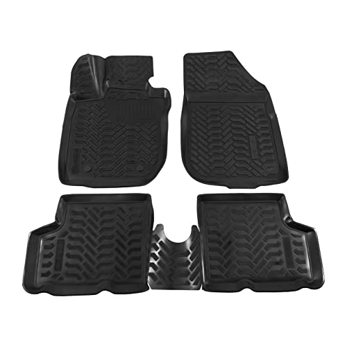 J&J AUTOMOTIVE | Tapis De Sol en Caoutchouc 3D Exclusive Compatible avec Logan 2006-2013, Bord Haut, Inodore, Noir, Antidérapant, Toutes Saisons