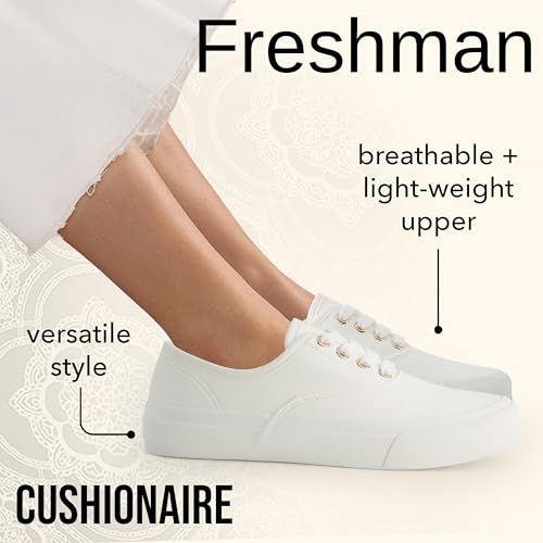 CUSHIONAIRE Freshman Canvas Womens Sneakers, Lightweight Casual Walking Shoes for Women with Memory Foam, Wide Widths Available2