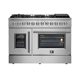 Forno Massimo 48" Freestanding Dual Fuel Range with 8 Sealed Burners, Oven, and Modern Design