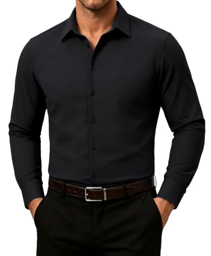 GIANZEN Slim Fit Dress Shirts for Men Long Sleeve Stretch Wrinkle Free Formal Shirt