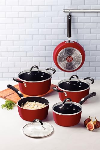 Jogo Panela Alum 5Pc Monaco Indução Vermelho Tramontina