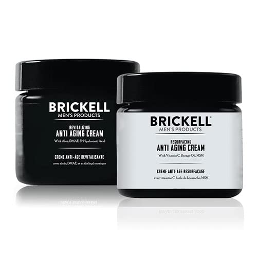 Conjunto Brickell Men's Products com Cremes Facial Diurno e Noturno, Vitamina C, Ácido Hialurônico e Vitamina E