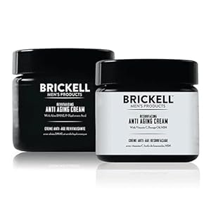 Brickell Men’s Day and Night Anti Aging Cream Routine, Natural and Organic, Unscented, Skincare Gift Set
