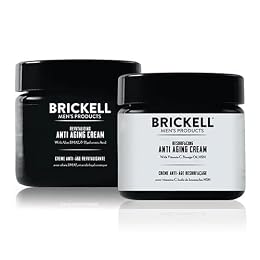 Brickell Men's Day and Night Anti Aging Cream Routine, With Vitamin C, Hyaluronic Acid, and Vitamin E, Scented, Skincare Gift Set