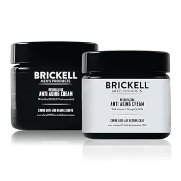 Brickell Mens Day and Night Anti Aging Cream Routine, With Vitamin C, Hyaluronic Acid, and Vitamin E, Scented, Skincare Gift Set