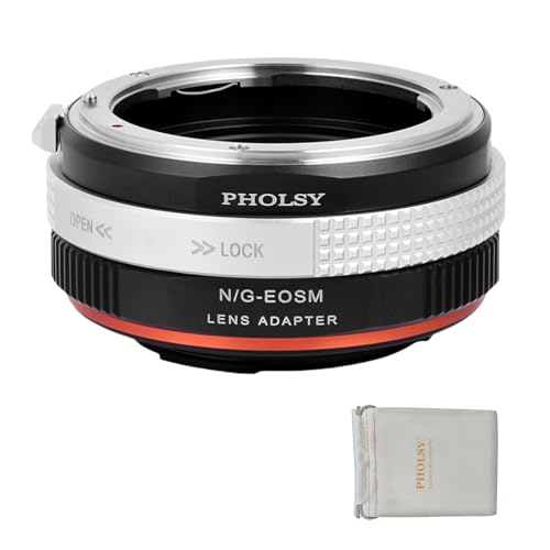 PHOLSY Lens Mount Adapter with Aperture Control Ring Compatible with Nikon G F AI AIS D AFS Lens to Canon EF-M (EOS M) Camera EOS M